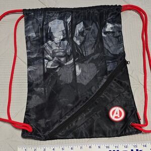 Marvel Avengers Black Drawstring Backpack‎ Bag Iron Man Hulk Thor Graphic
